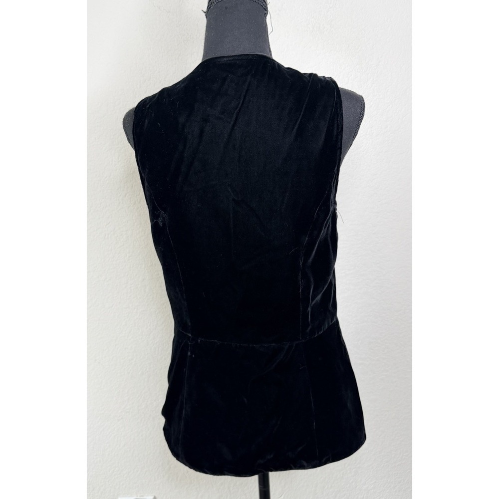Harris Wallace‎ Velvet Vest Sleeveless Black Button Front Sz S Whimsigoth Vtg - Picture 4 of 8